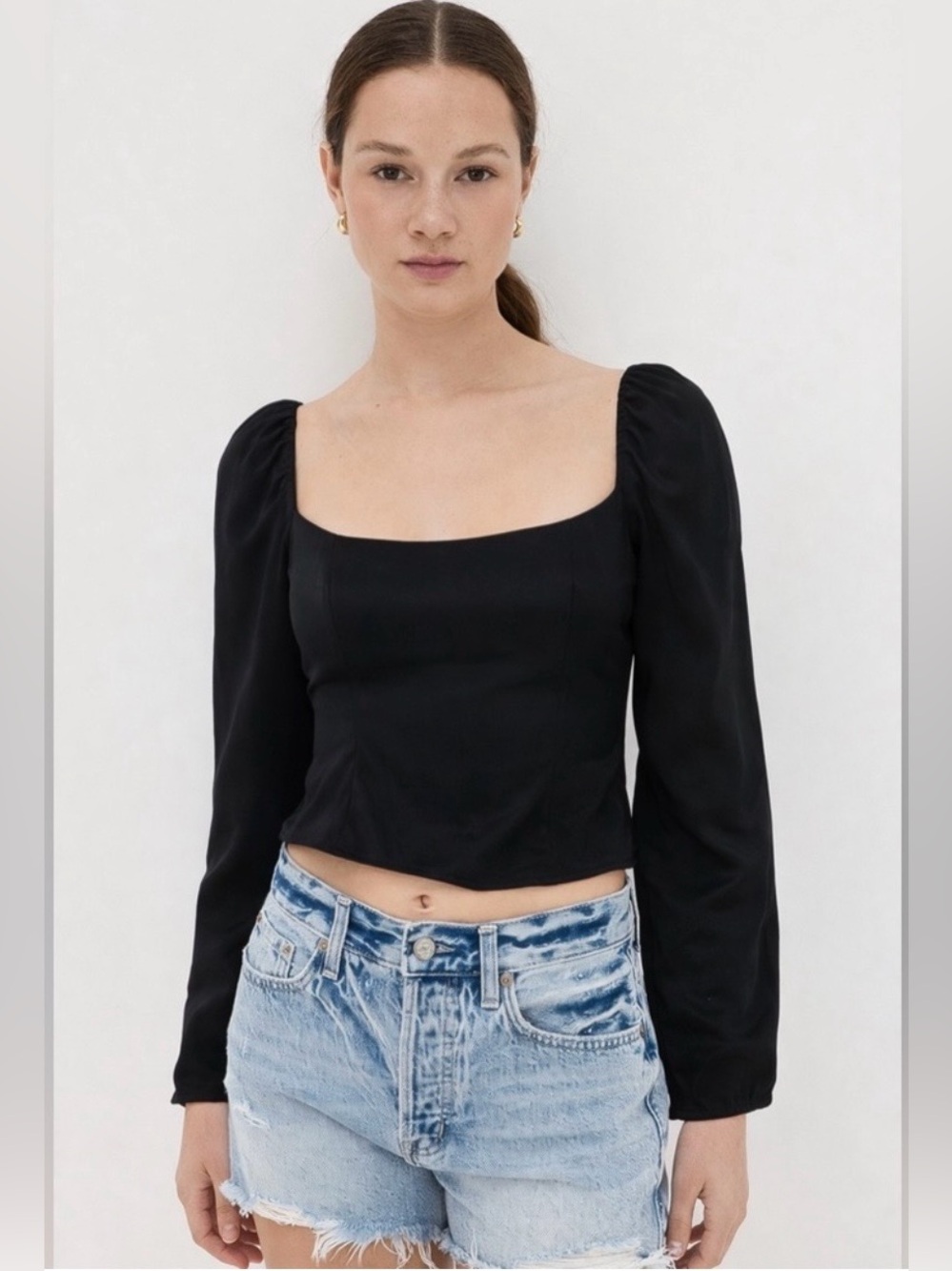 REFORMATION CROPPED LONG SLEEVE TOP